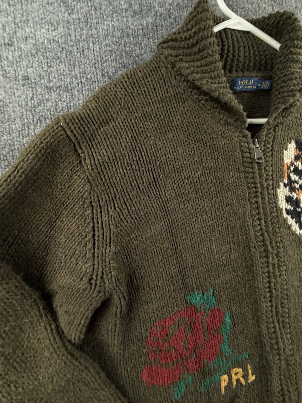 Polo Ralph Lauren Cowichan Tiger Heavyweight Chunky Knit Zip Cotton Linen Silk - Picture 3 of 16